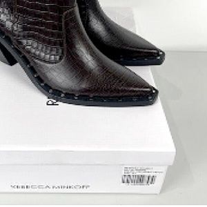 Rebecca Minkoff Nanine Western Croc Embossed Leather Ankle Boot